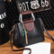 Women Oil Wax Leather Crossbody Bag Hardware Handle Handbag  - Black