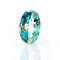 Multicolor Dried Flower Resin Ring Handmade DIY Transparent Gold Leaf Epoxy Unisex Ring - #07