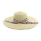 Women Foldable Ribbon Sunscreen Bucket Straw Hat Outdoor Casual Travel Beach Sea Hat - Beige