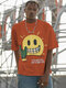 Men Casual Graphic Letter Smile Graphic T-Shirt - Orange