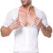 Men Sport Underwear Elastic Breathable Corset Body Shaper Zipper Abdomen Waist Trainer Shirt - White