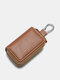 Menico Men's Leather Multifunctional Double Zipper Key Case Universal Car Key Case - Brown