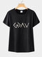 Letters Print Short Sleeve O-neck Casual T-Shirt For Women - Black