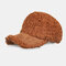 Unisex Wool Lamb Hair Solid Casual Outdoor Winter keep Warm Sunscreen Visor Sun Hat Baseball Hat - Brown