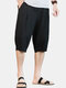 Mens Solid Color Breathable & Thin Elastic Drawstring Casual Light Shorts - Black