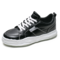 Men PU Leather Non Slip Pure Color Casual Skate Shoes - Black