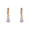 4 Colors Trendy Geometric Drop-shaped Pendant Earring Gemstone Shine Ear Drop Elegant Jewelry - Purple