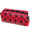 Lingge 3D Diamond Pattern Cosmetic Bag Large Capacity Women Makeup Tools Organizer - Red