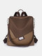 महिलाओं की पु रेट्रो बड़ी क्षमता बैकपैक हैंडबैग आरामदायक बैग भंडारण बैग यात्रा - भूरा