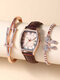 3 PC/Set PU-Legierungs-Frauen-Geschäfts-beiläufige Uhr verzierte Zeiger-Quarz-Uhr-Armbänder - braun