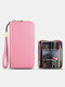Simple Genuine Leather 6.5 Inch Anti-theft RFID Clutch Wallet Multi-card Slots Card Holder Long Purse - Pink