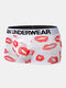 Mesh Multi-Color Palm & Lip Pattern Printed Underwear Shorts Breathable Letter Waistband Boxer Briefs - Red