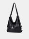 Women Vintage Faux Leather Rivet Waterproof Backpack - Black