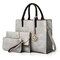 Women Vintage 3PCS Handbag Shoulder Bag Card Holder Clutch Bags - Grey