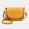 Women Flap Soft Leather Expandable Crossbody Bag - Yellow