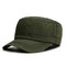Men Sunshade Breathable Cotton Military Hat Travel Casual Solid Color Flat Cap - Army Green