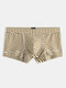 Men Striped Sexy Cotton Boxer Briefs Comfortable Spandex Stretch Patchwork Underwear With Pouch - Yellow