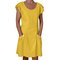 Solid Color Badges Double Pocket Hit Color Buckle Dress - Yellow