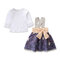 Girls 2Pcs Print Strap Dress Sets For 1-7Y - 1