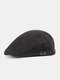 Men Denim Plaid Pattern Sunshade Short Brim Casual Vintage Forward Hats Beret Flat Caps - Black
