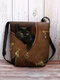 Women Felt Cat Print Crossbody Bag Shoulder Bag - Coffee