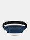 Men Casual Nylon Waterproof Double Layer Large Pocket Sport Belt Bag - Blue