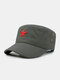 Men Cotton Red Star Embroidery Adjustable Breathable Casual Military Cap Flat Cap - Army Green