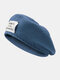 Women Acrylic Knitted Solid Color Letter Embroidery Patch All-match Warmth Beret - Blue