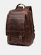 Ekphero Men Vintage Multifunction Waterproof Rub Color Faux Fur Large Capacity Backpacks Travel Bag - Coffee