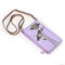 Women Microfiber Hand Painted 6 Card Slot National Phone Bags Multi-function Crossbody Bags - Purple Lotus