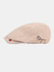 Men Cotton Solid Color Retro All-match Forward Hat Flat Cap Beret - Khaki