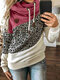 Casual Leopard Print Patchwork Plus Size Hoodie - Rose