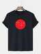 Mens 100% Cotton Floral Print Short Sleeve Ethnic Style T-Shirt - Black