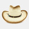 Men & Women Big Eaves Sun Hat Spray Paint Cowboy Straw Hat - Yellow