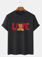 Mens Toy Bear Love Print Casual 100% Cotton Short Sleeve T-Shirts - Black