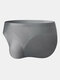 Mens Solid Color Seamless Ice Silk Thin Breathable Briefs With Pouch - Gray