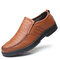 Men Comfy Round Toe Slip On Soft Business Casual Shoes - Brown