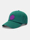 Unisex Cotton Solid Color Letter Pattern Rubber Round Label All-match Sunscreen Baseball Cap - Green