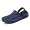 Men Adjustable Heel Strap Hole Breathable Beach Water Sandals - Blue