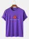 Mens Watermelon Slogan Print Crew Neck Cotton Short Sleeve T-Shirts - Purple