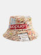 Unisex Cotton Letters And Map Pattern Printing Fashion All-match Bucket Hat - #01