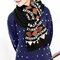 Couple Winter Thermal Geometric Pattern Scarf Crochet Knitted Long Wrap Shawls  - Black