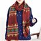 Couple Winter Thermal Geometric Pattern Scarf Crochet Knitted Long Wrap Shawls  - Wine Red