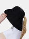 Women Dacron Cloth Casual Outdoor Back Brim Extended Ponytail Foldable Sunshade Bucket Hats - Black