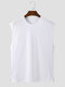 Mens Solid Color Crew Neck Daily Sleeveless Tank Top - White