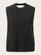 Plus Size Solid Backless Button Casual Sleeveless Sweater - Black