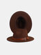Unisex Woolen Felt Solid Color Buckle Strap Decoration Thicken Flat Brim Top Hat Fedora Hat - Red Tan