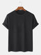 メンズソリッドクルーネックカジュアル半袖Tシャツ - 黒