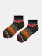 5 Pairs Men Cotton Geometric Striped Pattern Jacquard Breathable Socks - Black