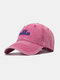 Unisex Washed Distressed Cotton 3D Letter Embroidery All-match Sunscreen Baseball Cap - Rose